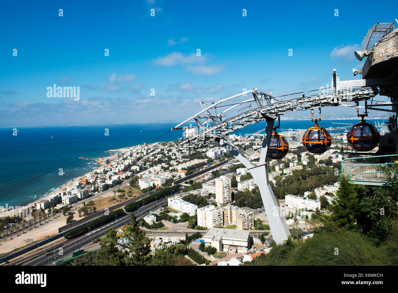 Haifa's aerial cable car at the top of Mount Carmel near the Stella