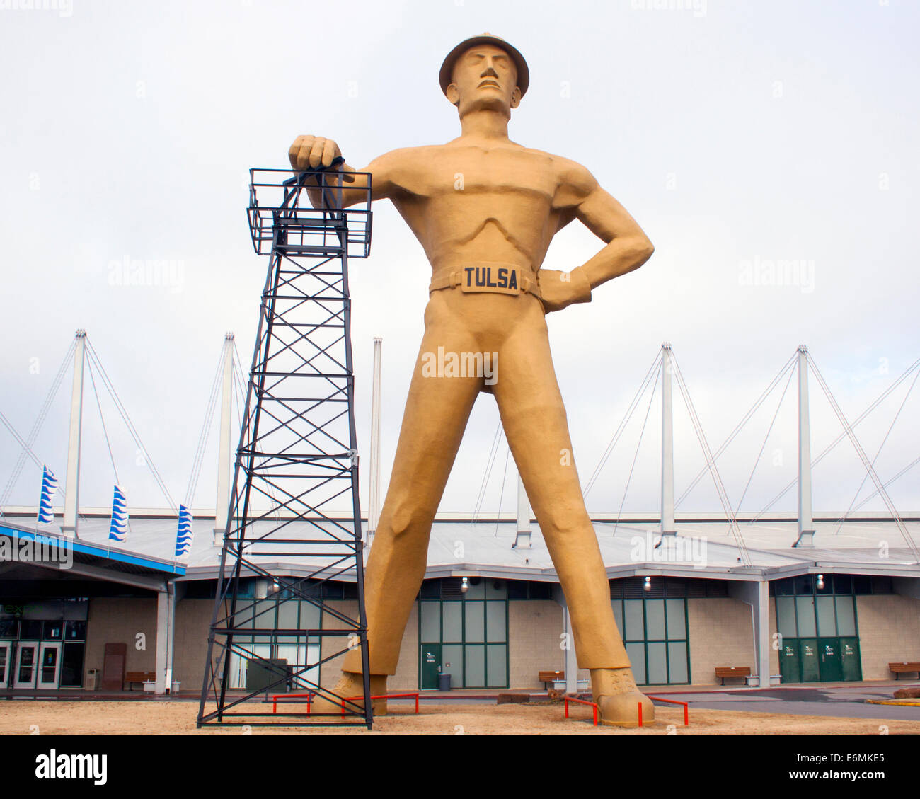Giant Oil Driller Man Sculpture at the old Worlds Fairground in Tulsa Oklahoma Stock Photo