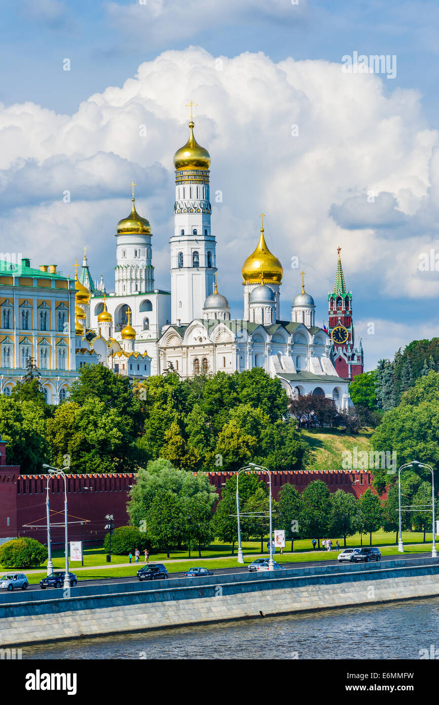 Moscow Kremlin cathedrals and Spassky tower Stock Photo
