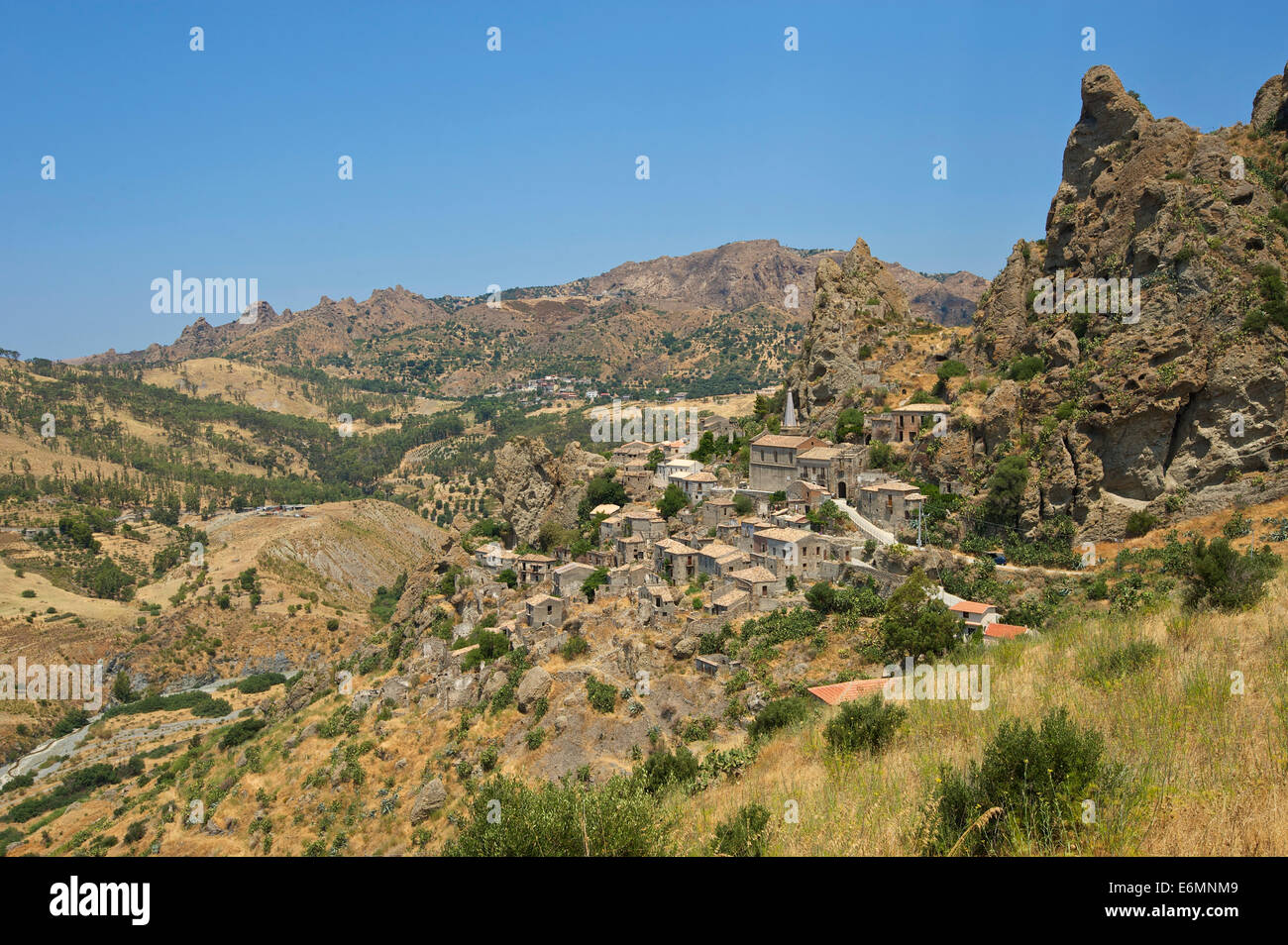 Mountain village of Pentedattilo, Aspromonte, Calabria, Italy Stock