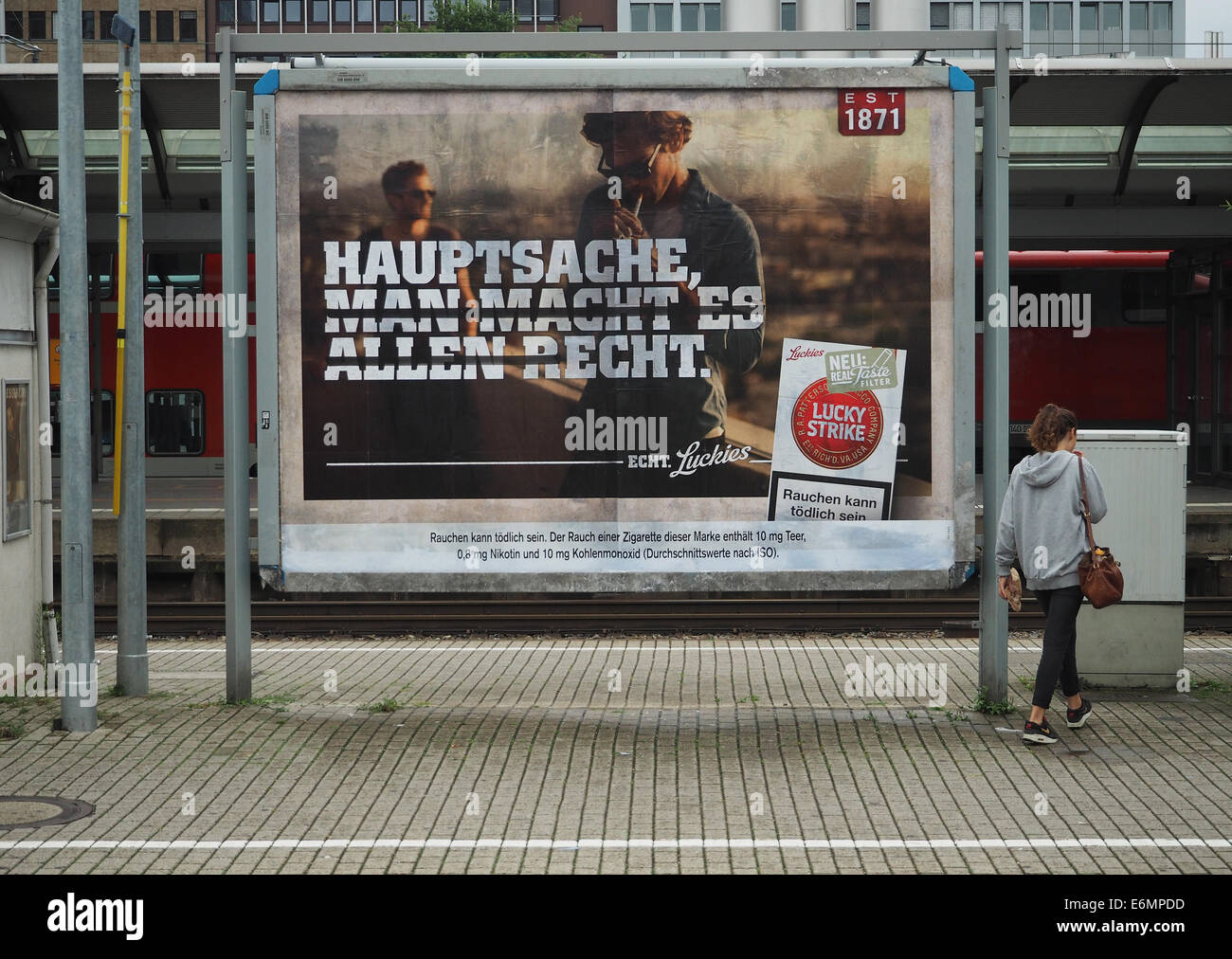 A Bilboard Promoting An Advertising Campaiign For Cigarettes Lucky Stock Photo Alamy
