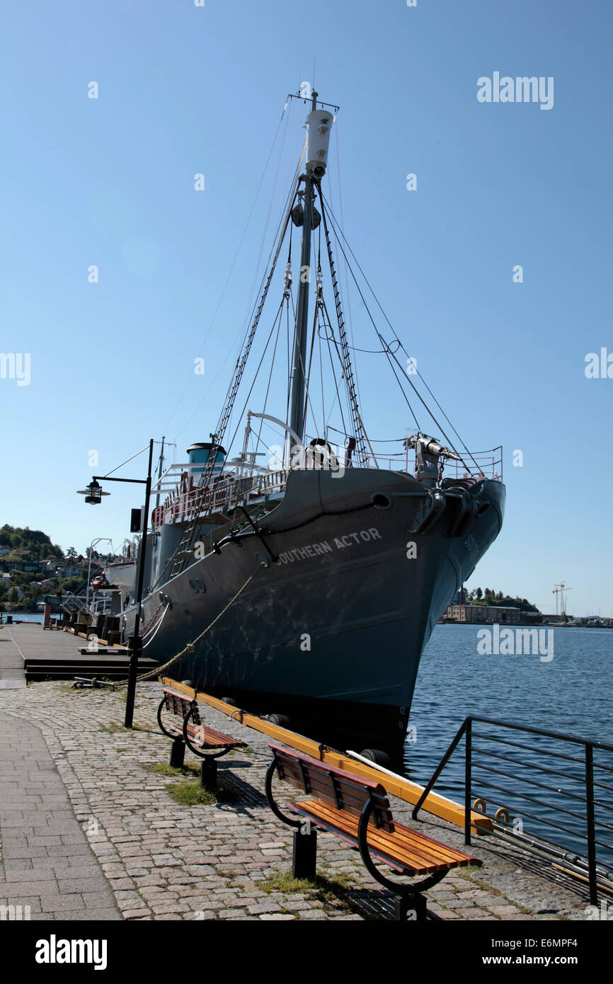 Whaling ship Southern Actor in Sandefjord, Norway. Today it is a museum ship. Untill 1968 Sandefjord was the center of whaling in Norway. The whaling brought prosperity.  Photo: Klaus Nowottnick Date: June 7, 2014 Stock Photo