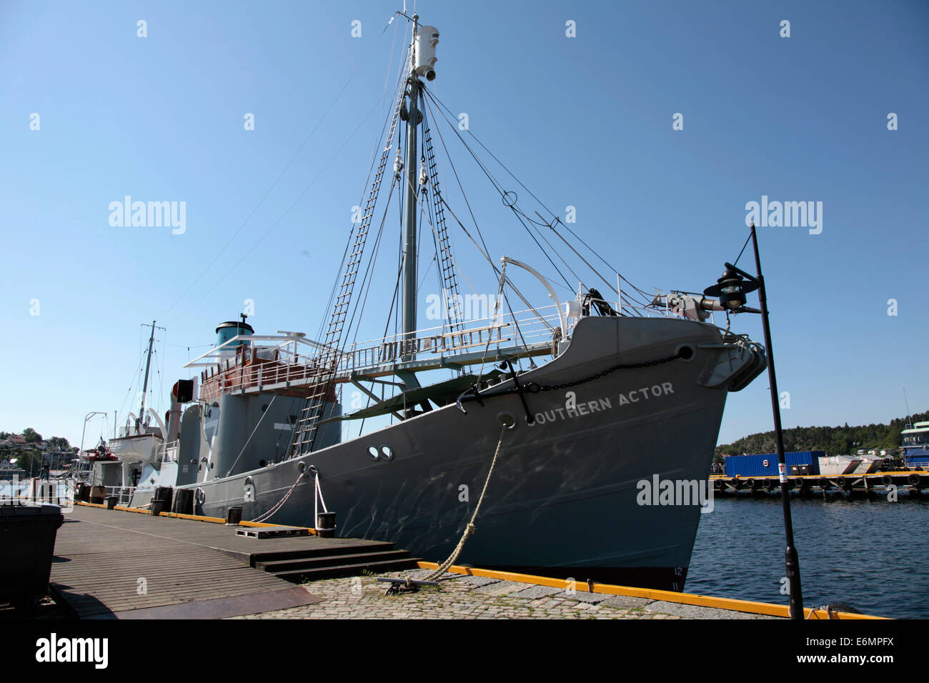 Whaling ship Southern Actor in Sandefjord, Norway. Today it is a museum ship. Untill 1968 Sandefjord was the center of whaling in Norway. The whaling brought prosperity.  Photo: Klaus Nowottnick Date: June 7, 2014 Stock Photo