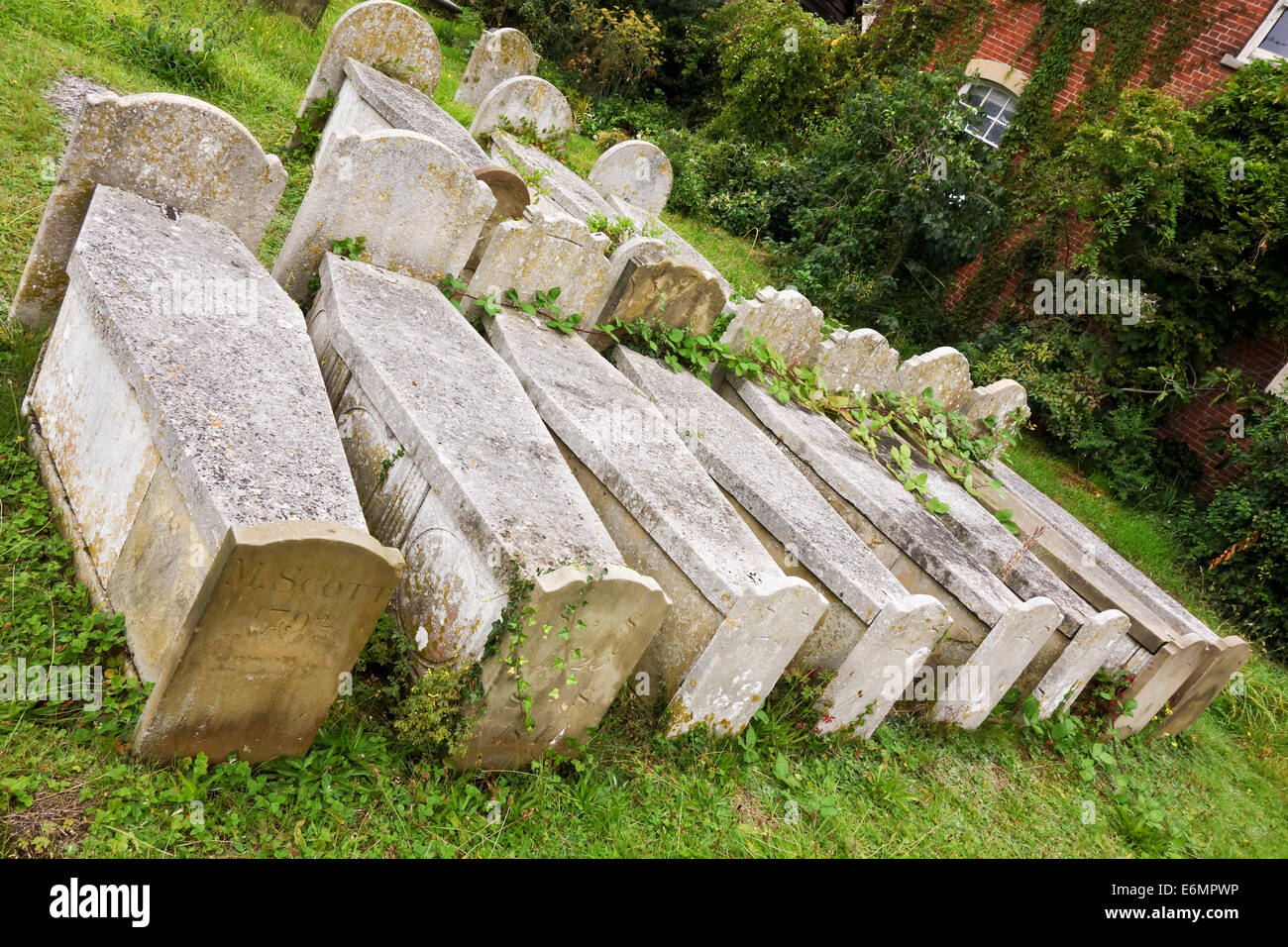 Stone coffin tomb graves in graveyard churchyard Stock Photo
