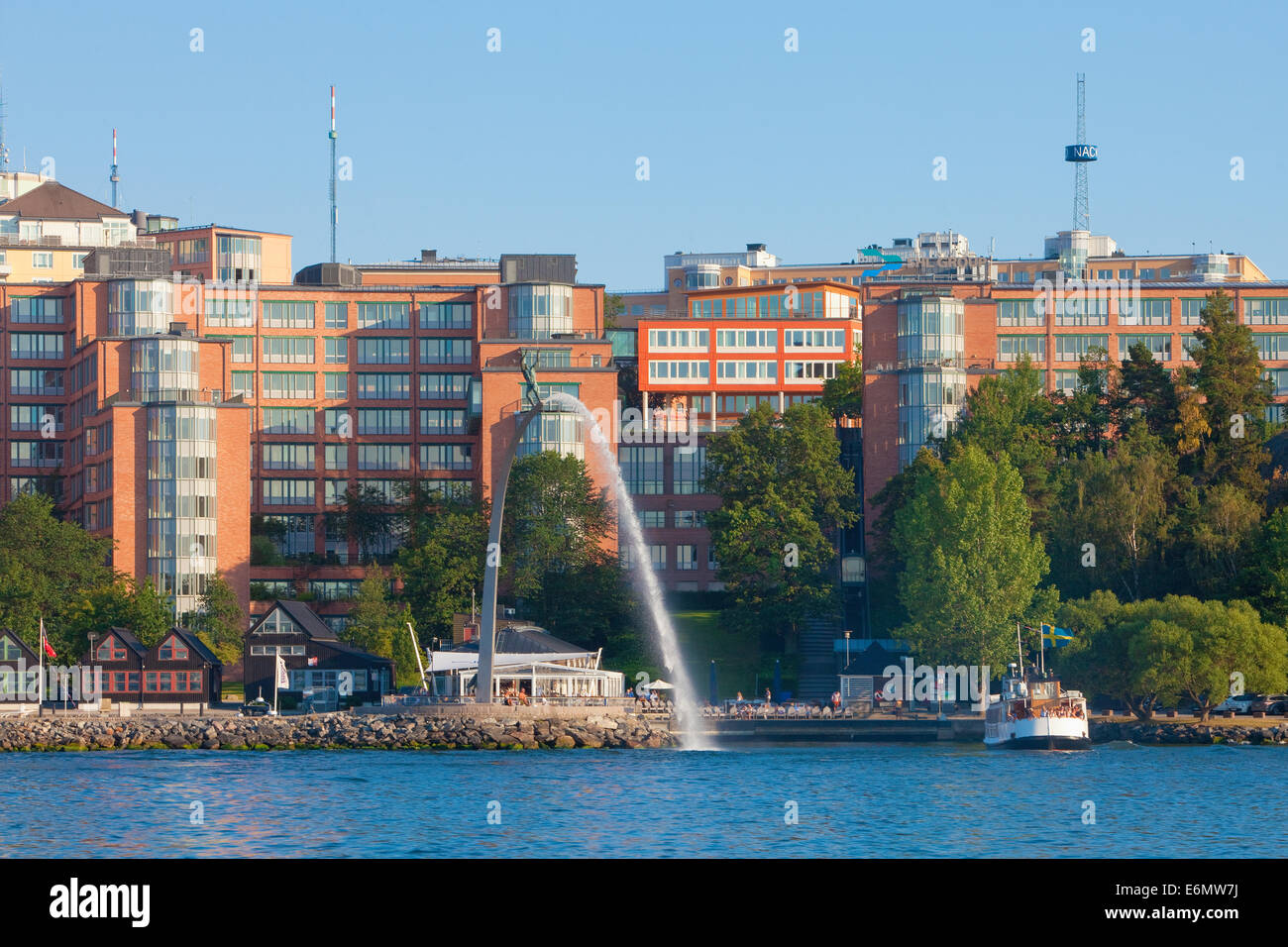 Sweden, Stockholm - Modern offices at Nacka Strand by the sea ...