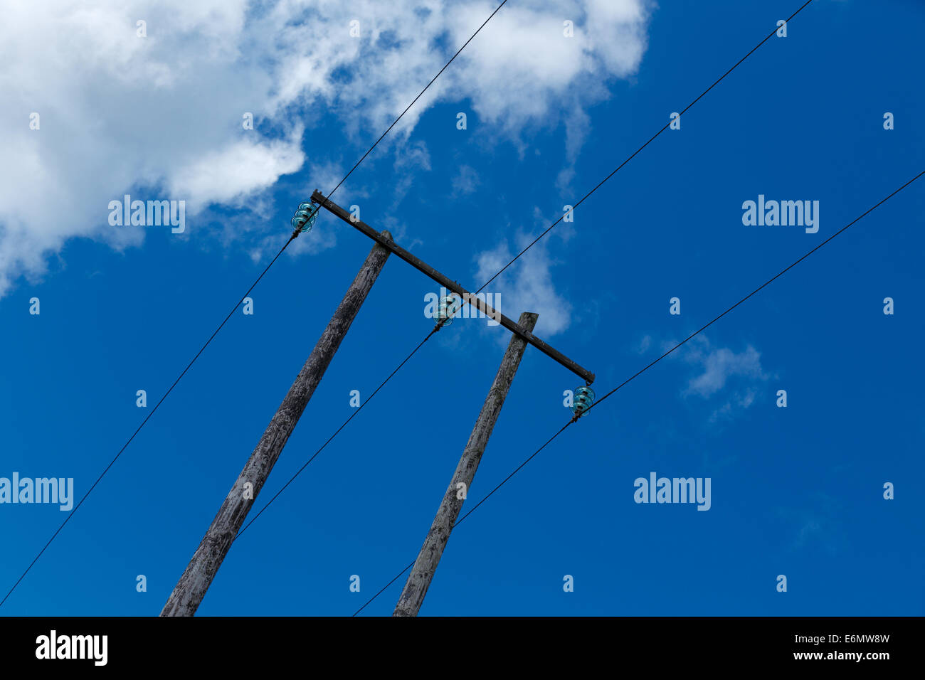 Electric transmission lines wooden poles hires stock photography and