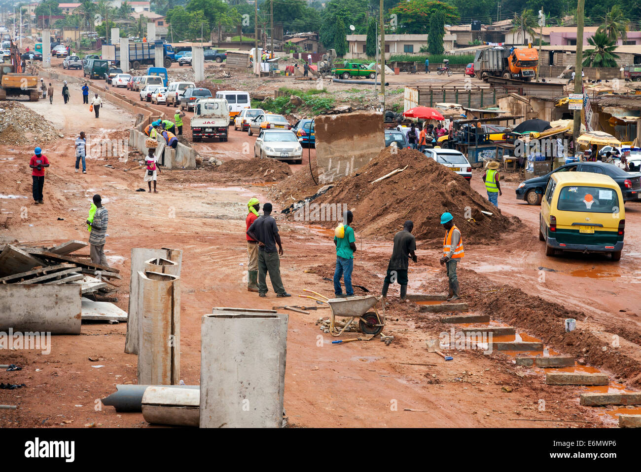Road construction, Accra, Ghana, Africa Stock Photo