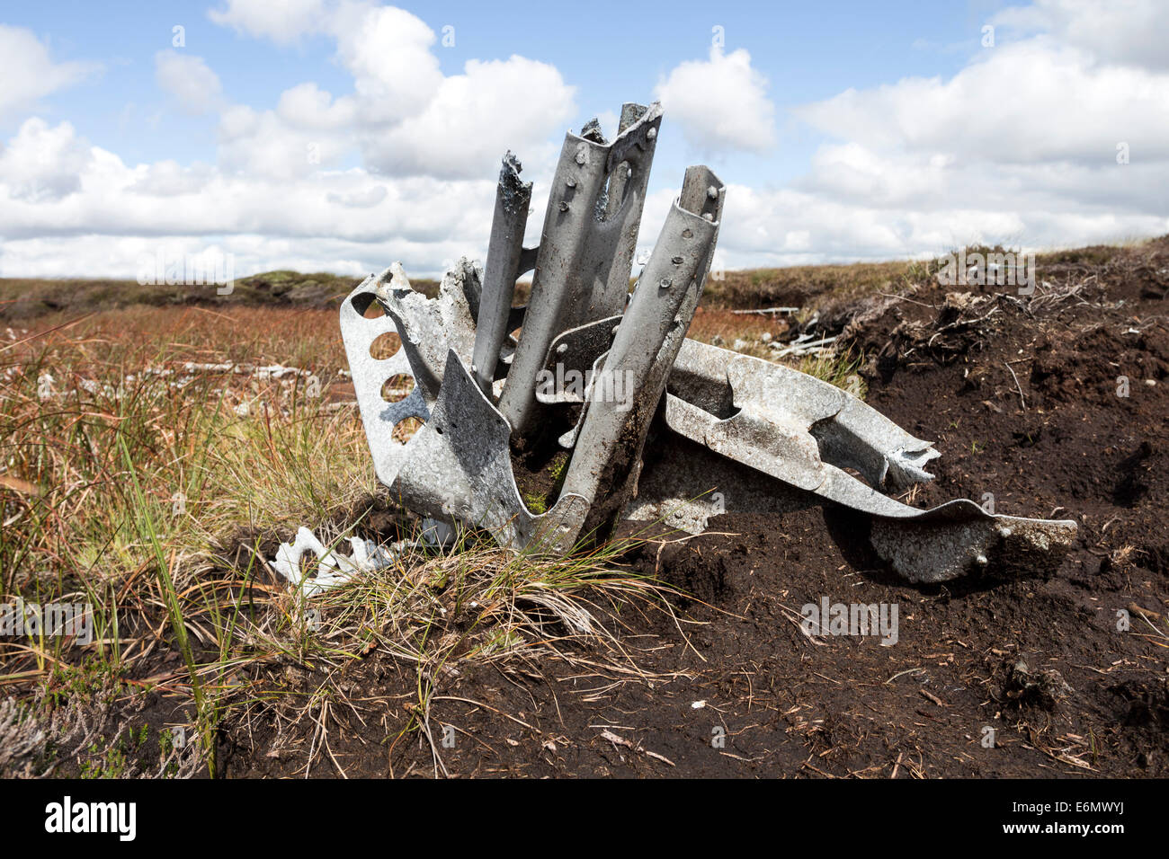 WW2 Crash Site of a Vickers Wellington Mk1c Aircraft No T2715, Dufton Fell, Cumbria UK on 20 August 1942. Stock Photo
