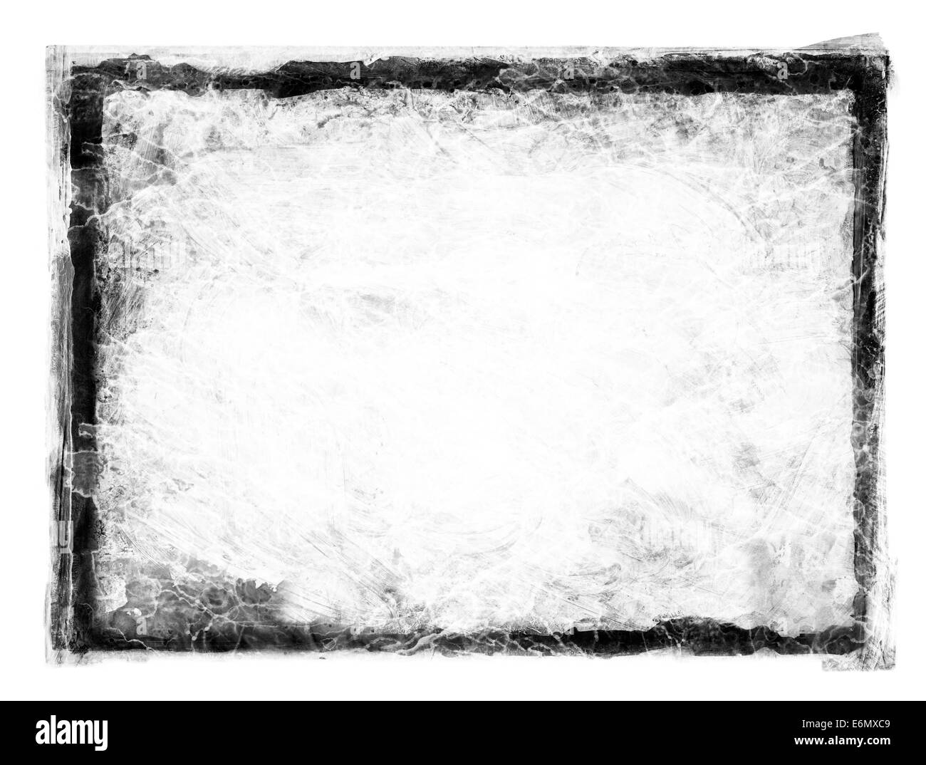 Black grunge dirty frame on white. Stock Photo
