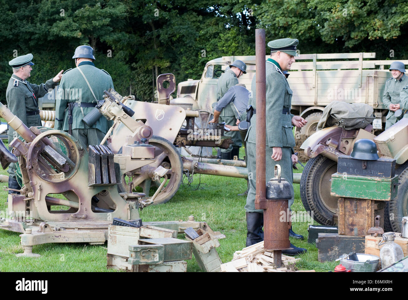 German Encampment  "Military vehicles and re-enactors" Stock Photo