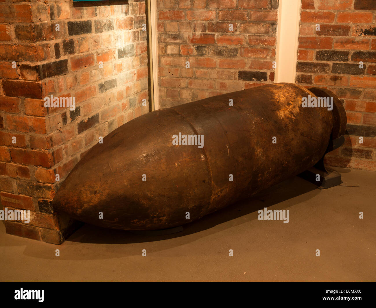 Unexploded World War Two bomb at Kelham Island Industrial Museum,Sheffield, UK Stock Photo