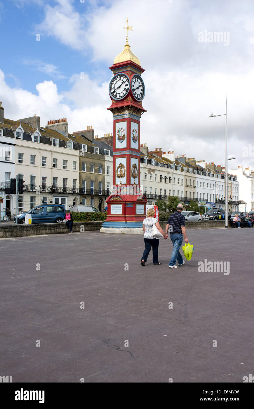 Queen Victoria jubilee memorial clock on the sea front at Weymouth