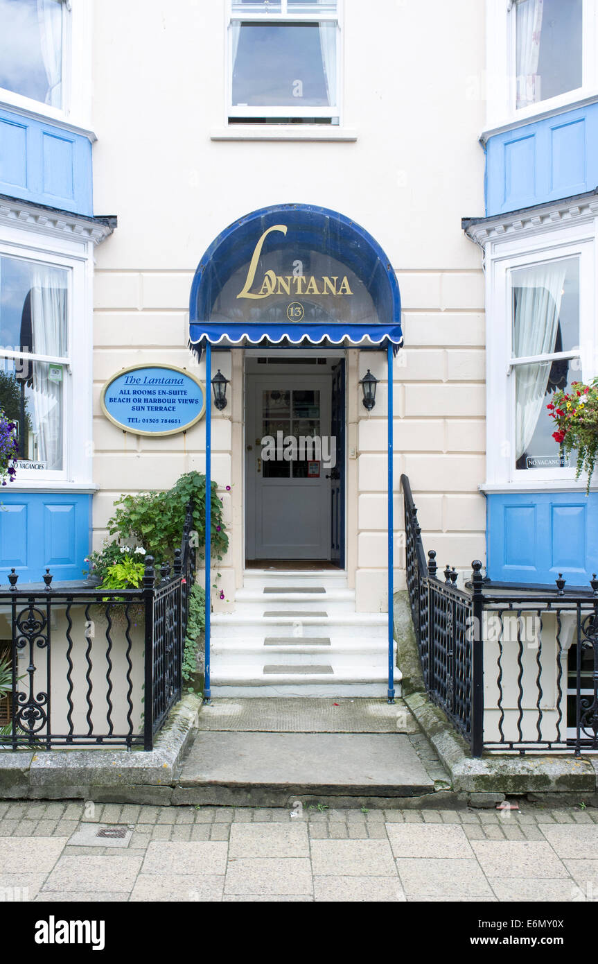 Bed and breakfast hotel accommodation entrance in Weymouth Dorset UK Stock Photo