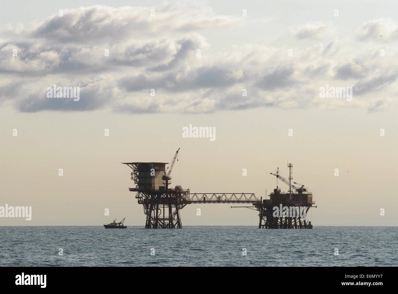 platforms for the extraction of oil and natural gas in Adriatic sea offshore Ravenna (Italy) Stock Photo