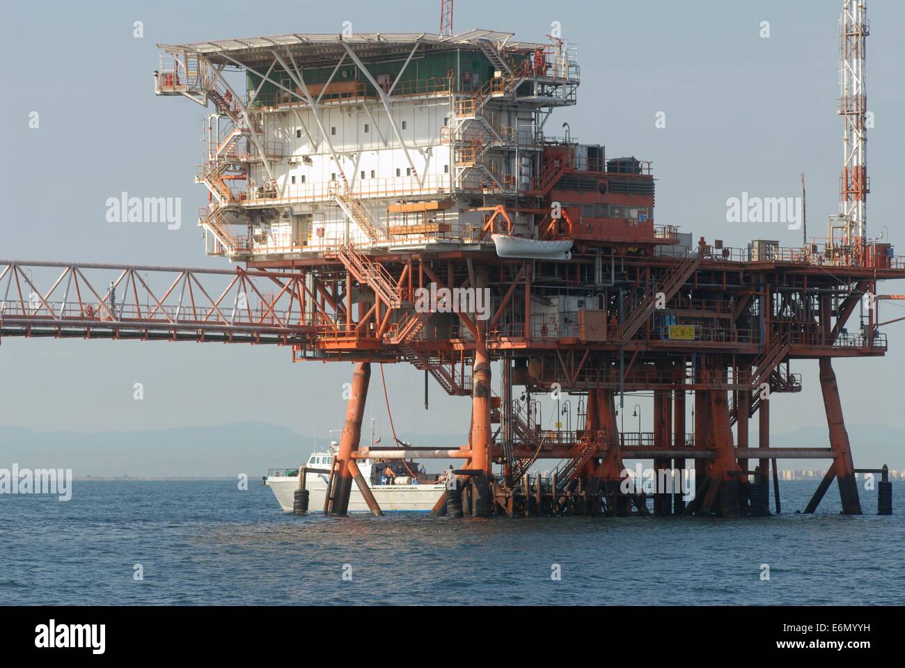 platforms for the extraction of oil and natural gas in Adriatic sea offshore Ravenna (Italy) Stock Photo