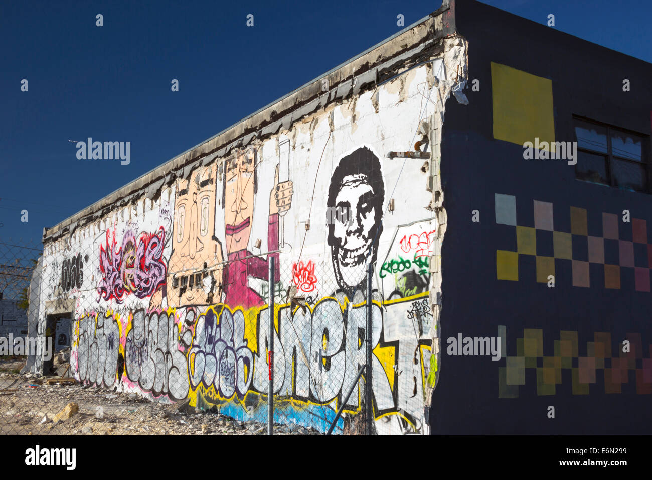 STREET ART WALL MURAL WYNWOOD NEIGHBORHOOD MIAMI FLORIDA USA Stock