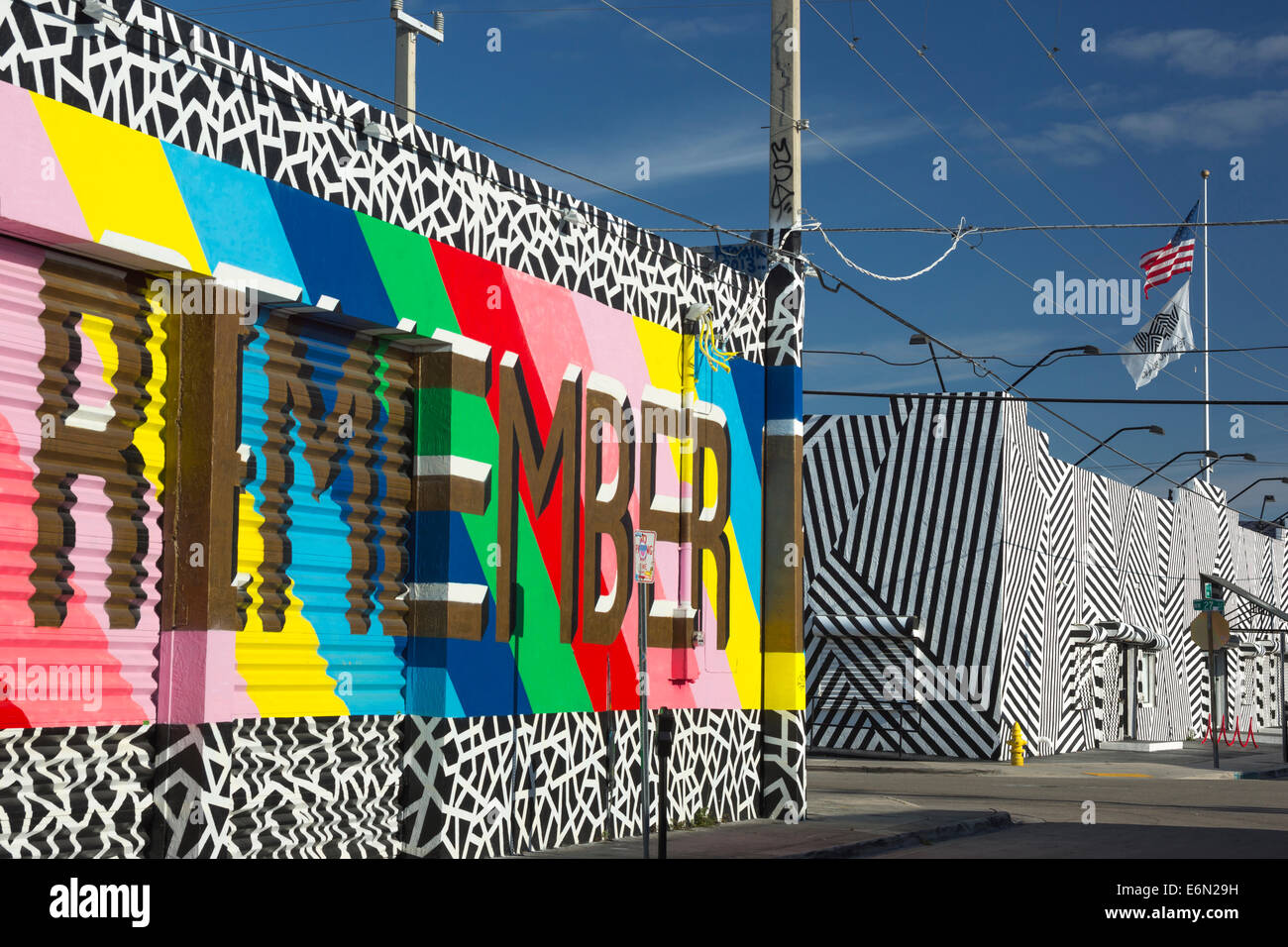 STREET ART WALL MURAL WYNWOOD NEIGHBORHOOD MIAMI FLORIDA USA Stock