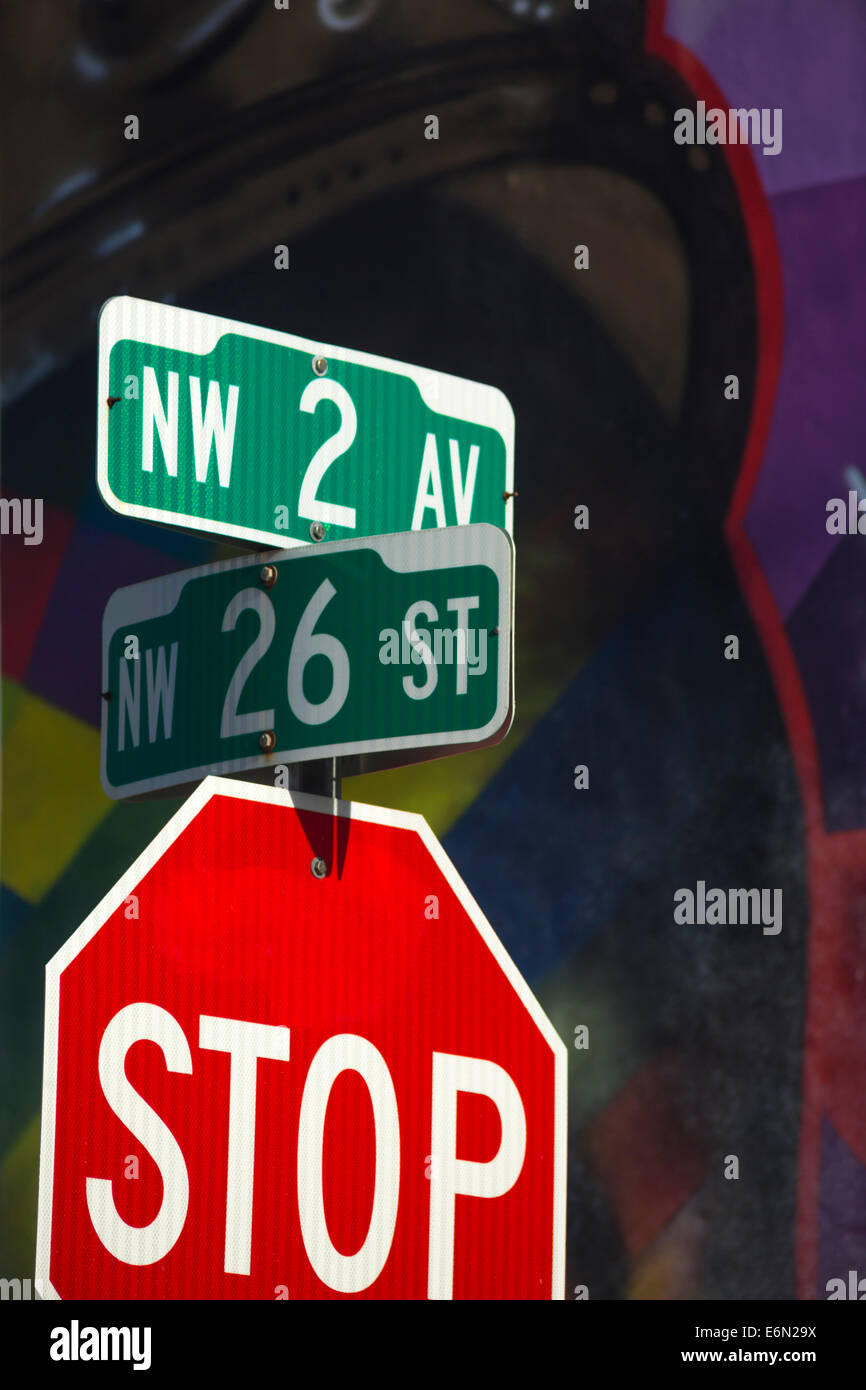 NW SECOND AVENUE SIGN STREET ART WALL MURAL WYNWOOD NEIGHBORHOOD MIAMI