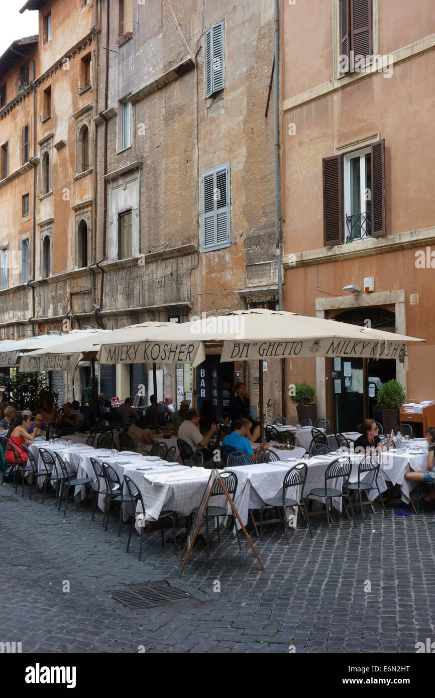People dining outside in the Jewish restaurants of the Ghetto Rome Italy  Stock Photo - Alamy