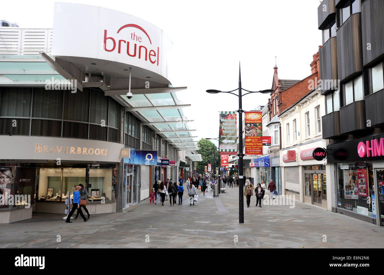 Swindon Wiltshire UK - The main Swindon town centre shopping precinct and Brunel arcade Stock Photo