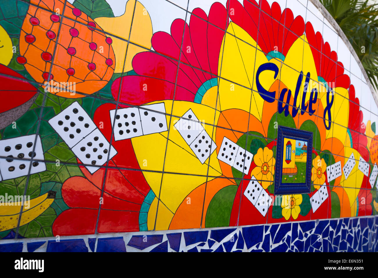 CALLE 8 WAVE WALL MOSAIC DOMINO PARK EIGHT STREET LITTLE HAVANA MIAMI