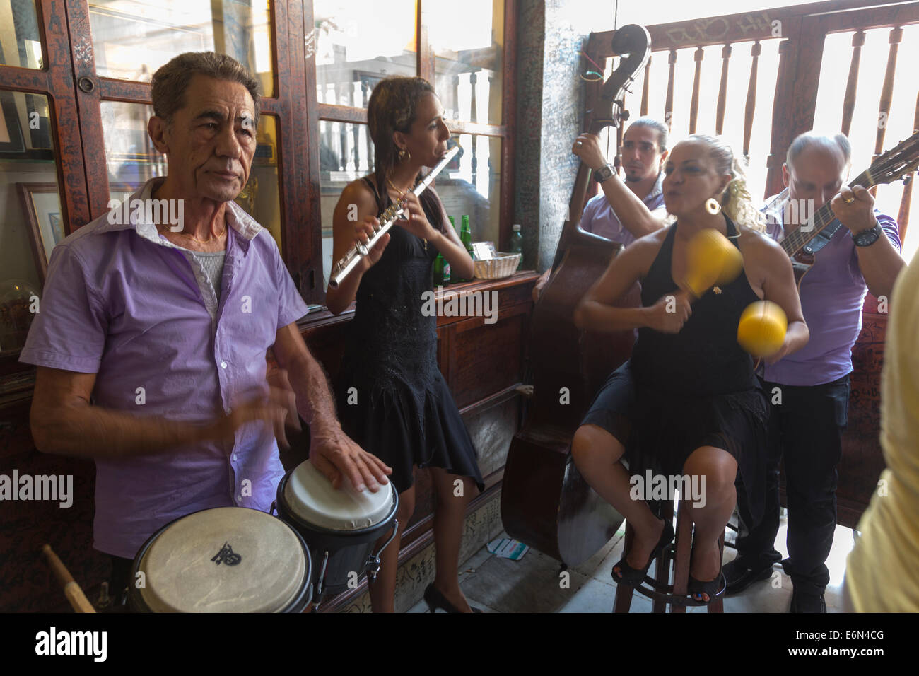 musicians performing at La Bodeguita del Medio bar, Havana, Cuba Stock Photo