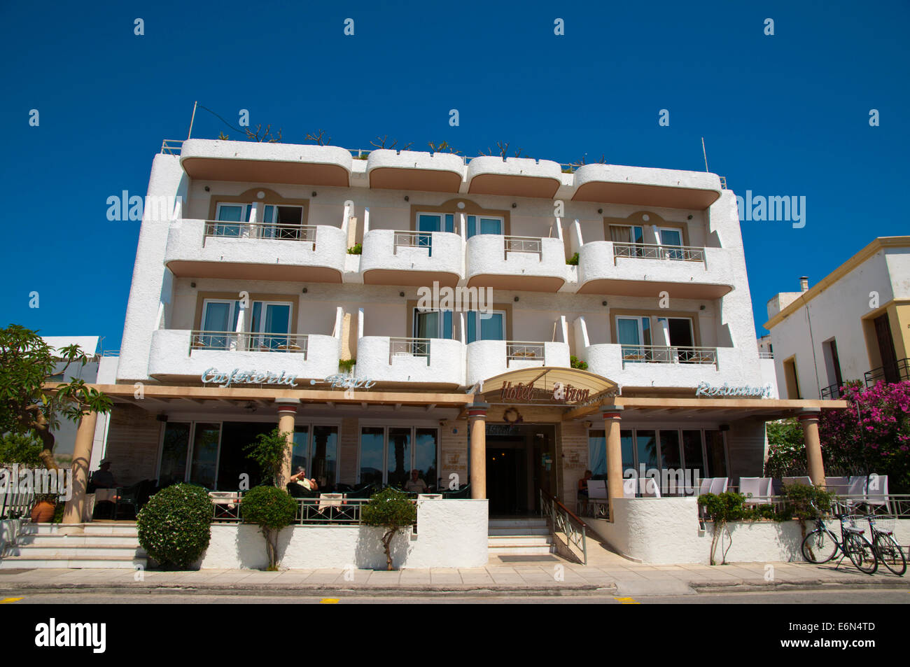 Hotel Astron near the beach and the port, Kos town, Kos island, Dodecanese islands,  Greece, Europe Stock Photo