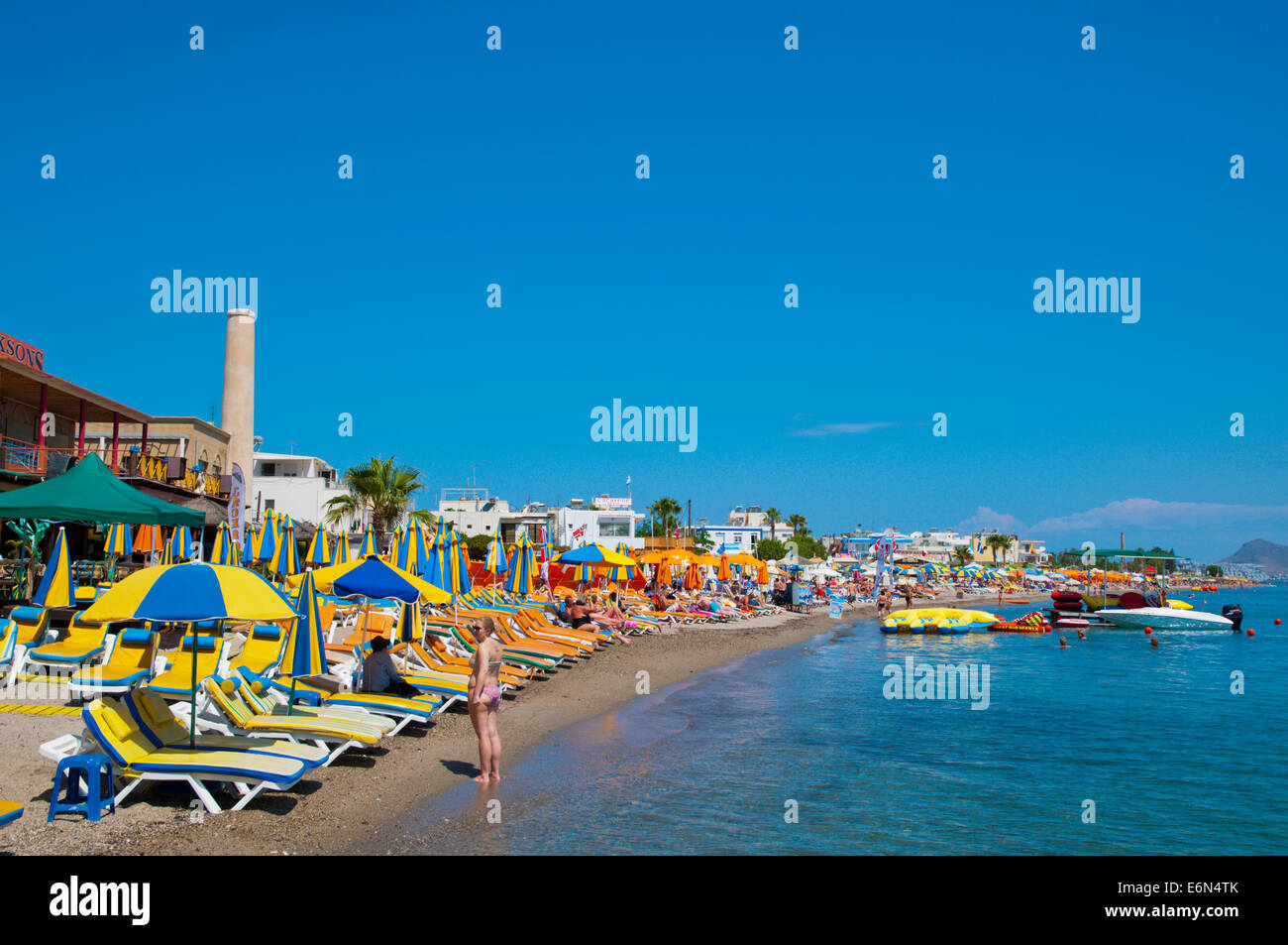 Zouroudi, the town beach, Kos town, Kos island, Dodecanese islands, Greece, Europe Stock Photo