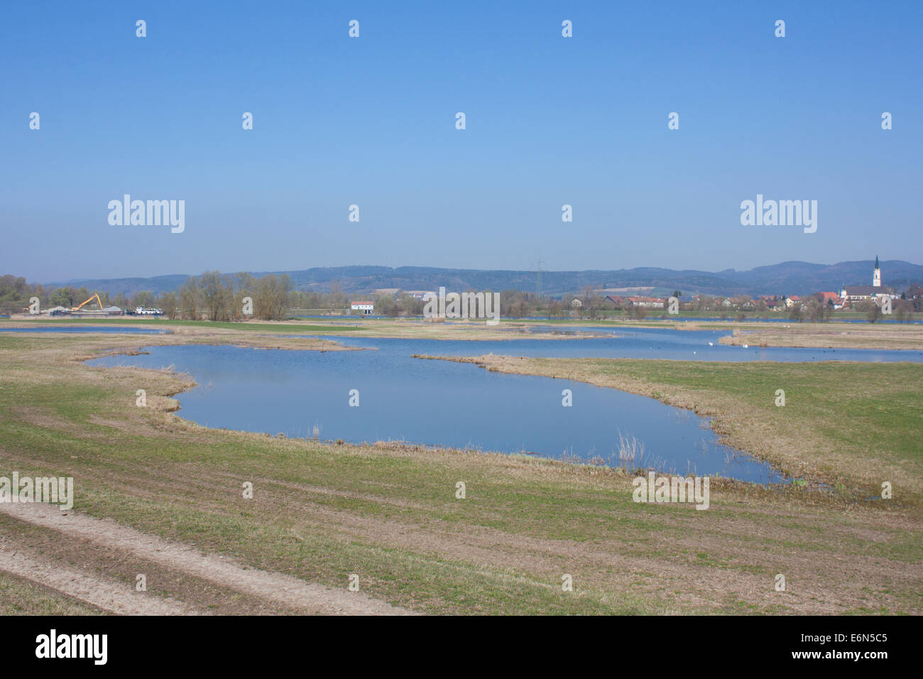 Danube Germany Bavarian Donau flood water Backwater Stock Photo