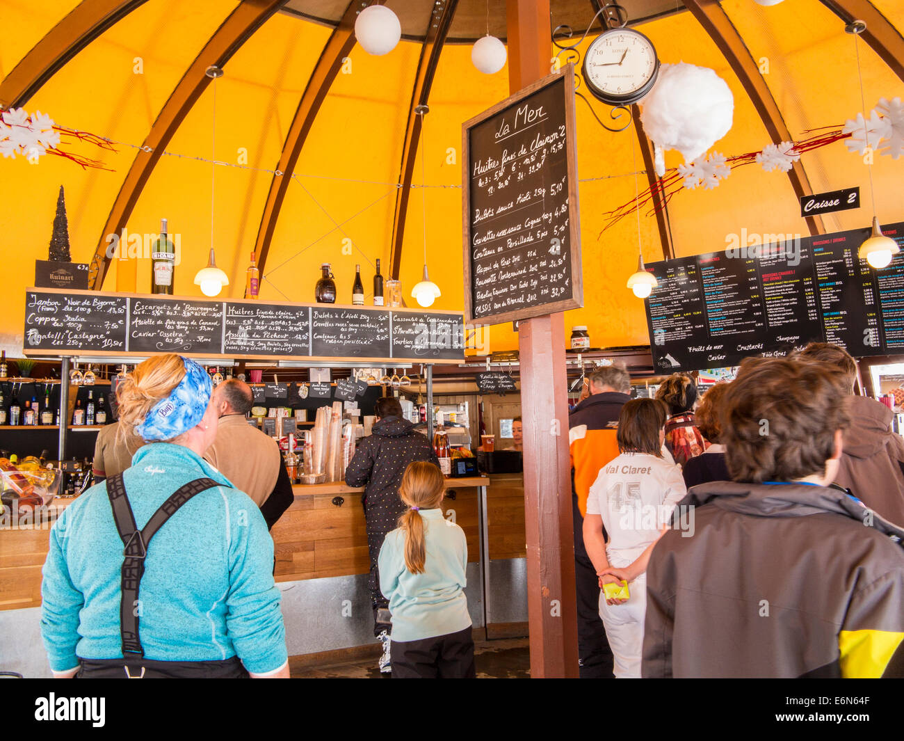 Inside the Bulle Cafe bar restaurant in Les Arcs 2000 ski resort, Les