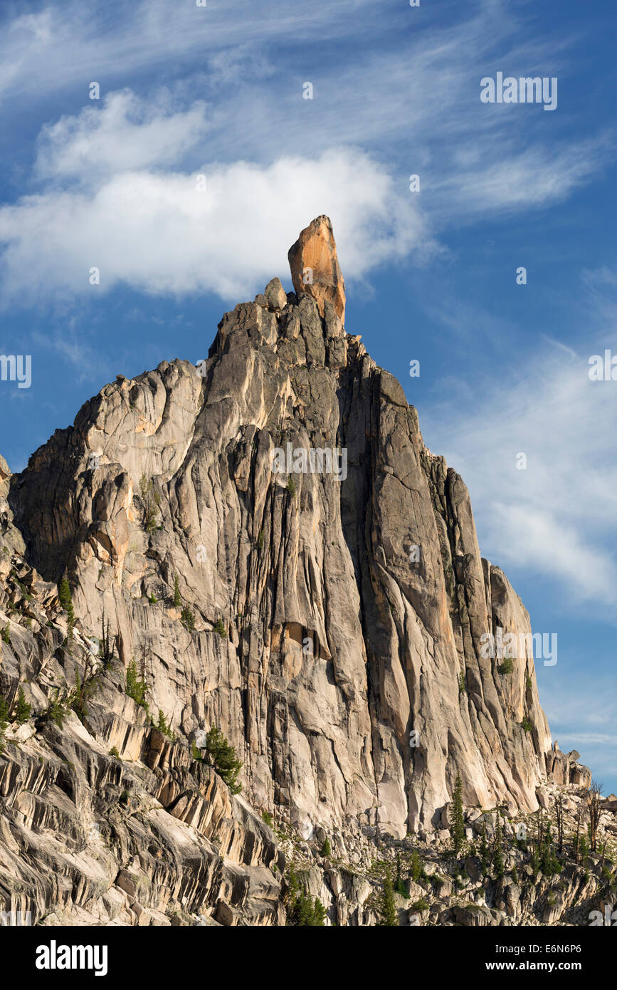 Peak with cliff face in Idaho's Sawtooth Mountains. Stock Photo