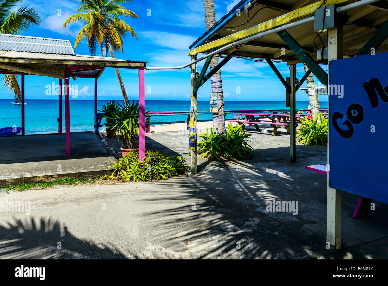 A restaurant named Coconuts on the Beach in Frederiksted, S.t Croix, U. S. Virgin Islands. USVI, U.S.V.I. Stock Photo