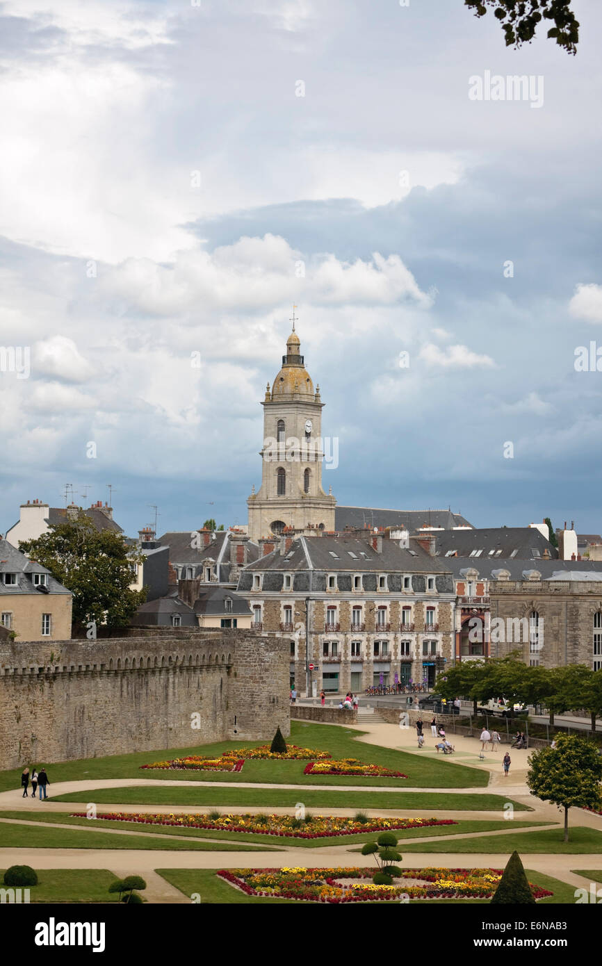 A view of Église Saint-Patern against a stormy sky. Vannes, Brittany, France Stock Photo