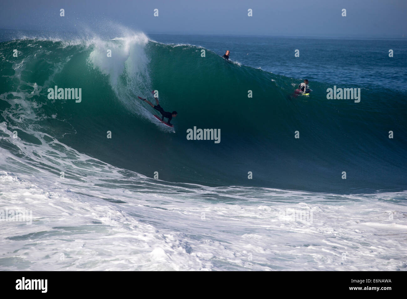 Newport Beach, California, USA. 27th Aug, 2014. Surfer rides a huge(01)