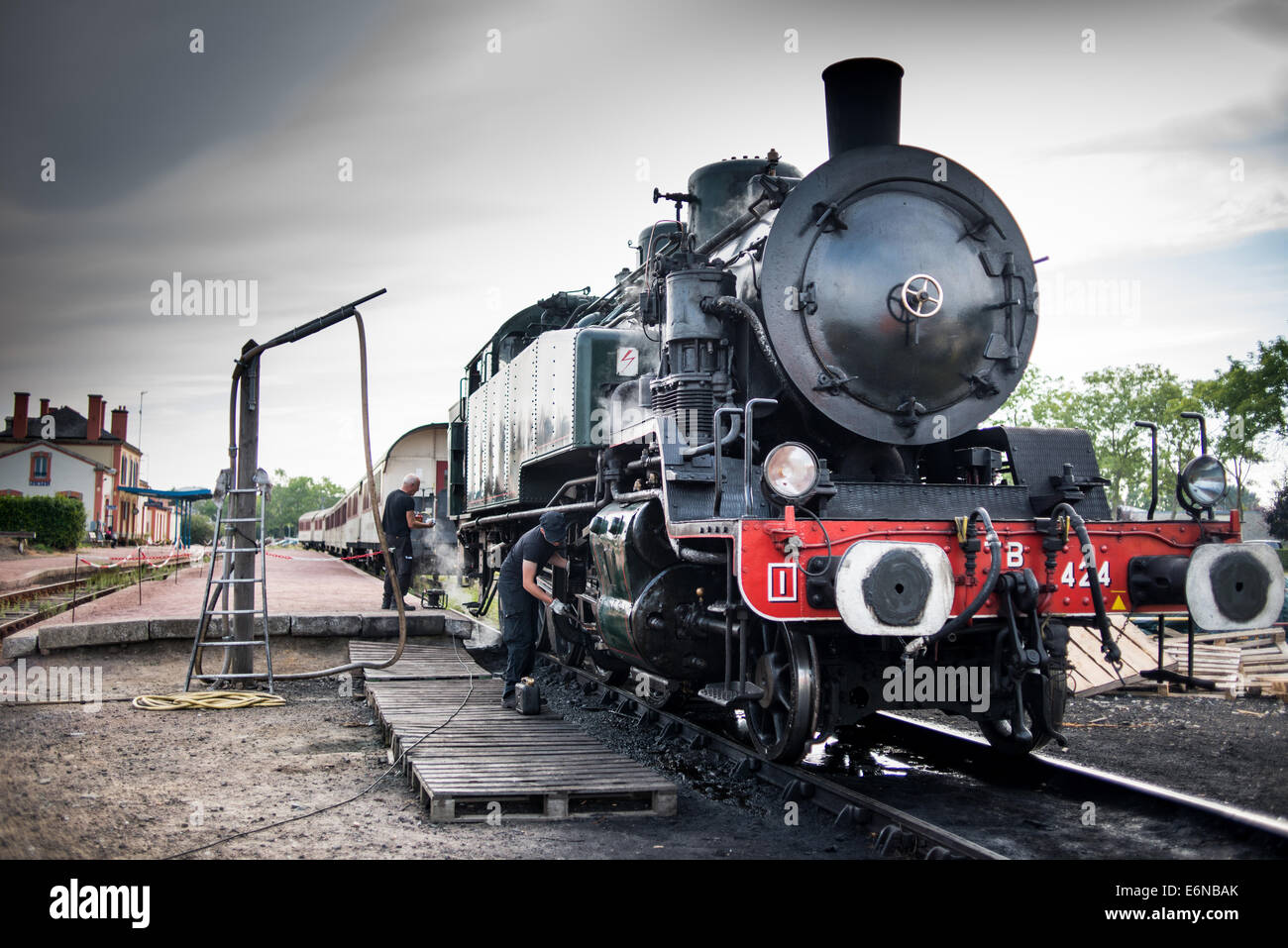 Historic steam locomotive 'Pacific PLM 231 K 8' of 'Paimpol-Pontrieux' train Brittany France Stock Photo