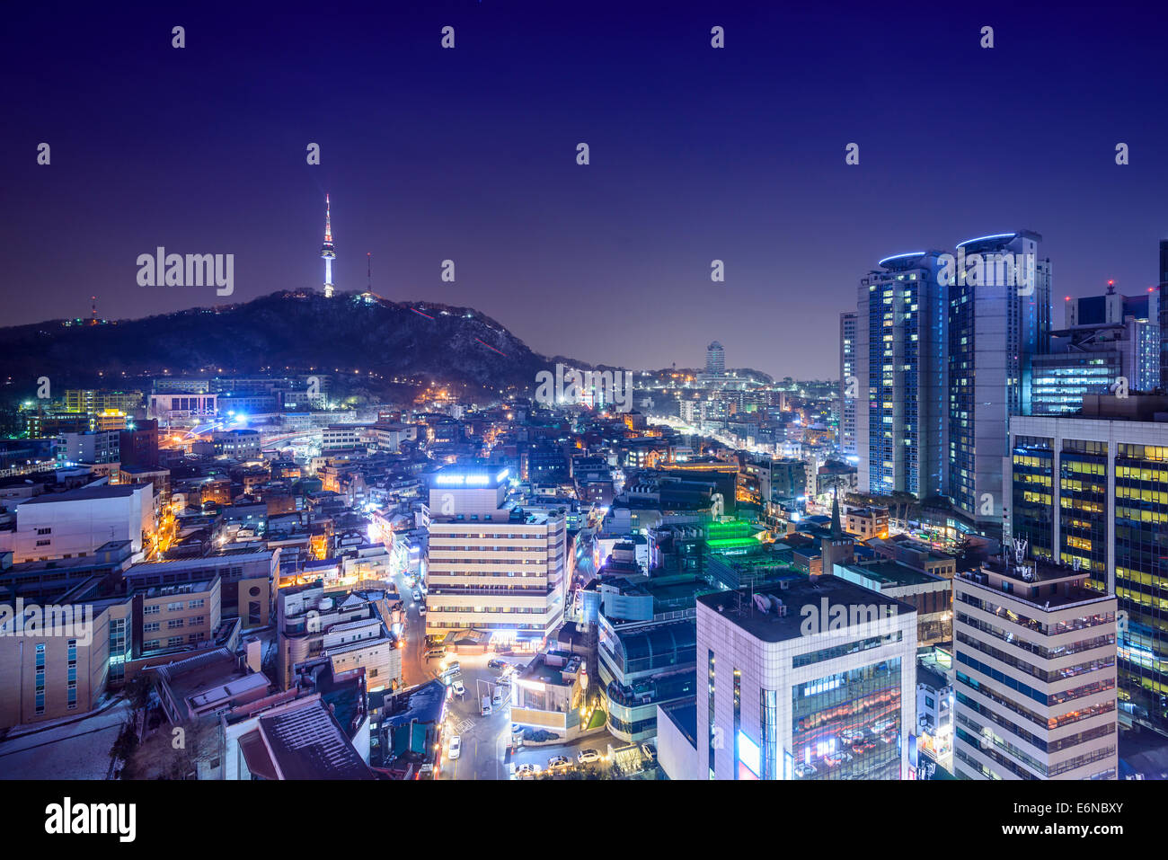 Seoul, South Korea skyline at night. Stock Photo