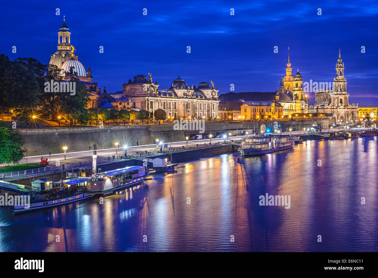 Dresden, Germany cityscape on the Elbe River. Stock Photo