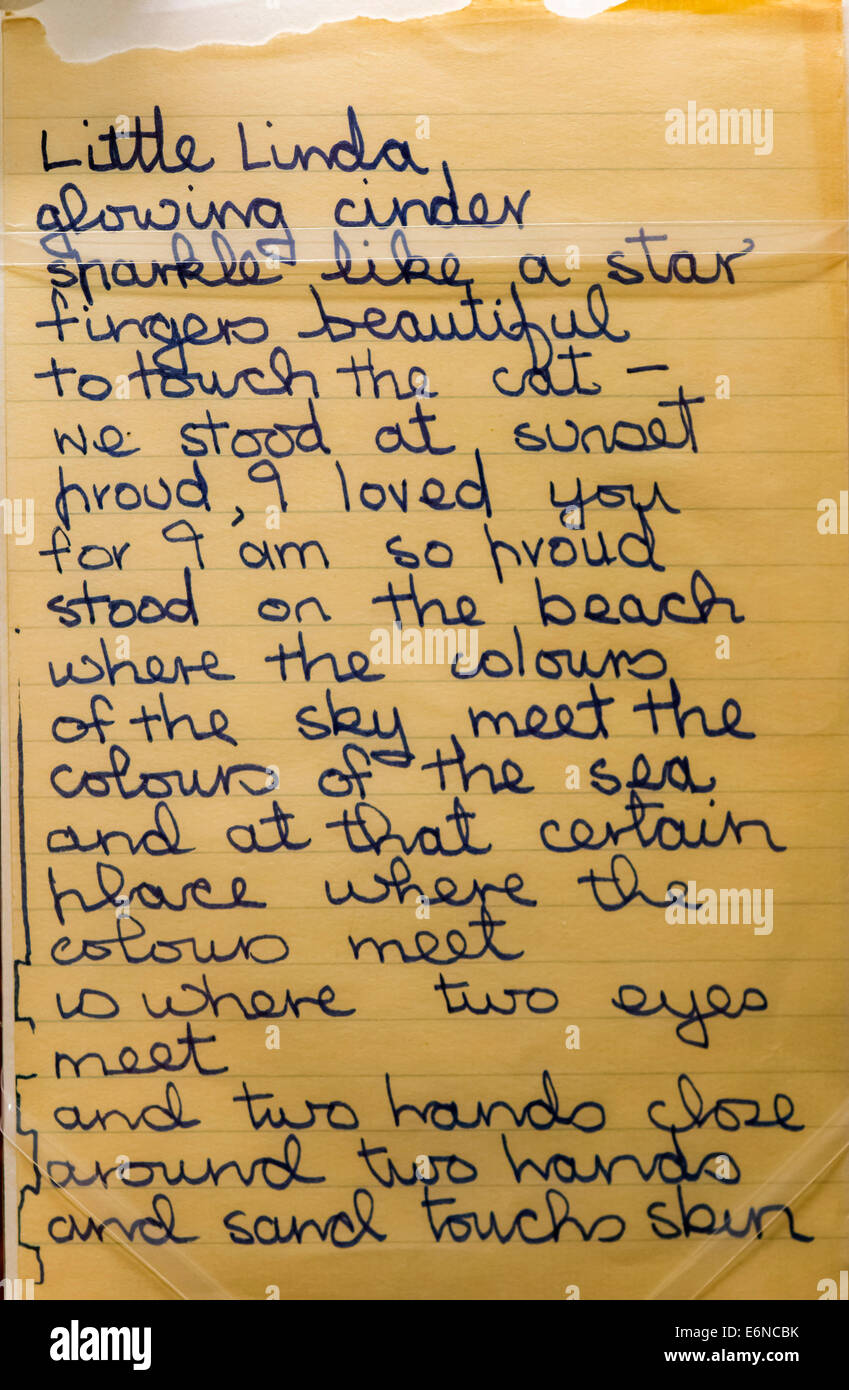 Los Angeles, California, USA. 27th Aug, 2014. Handwritten lyrics