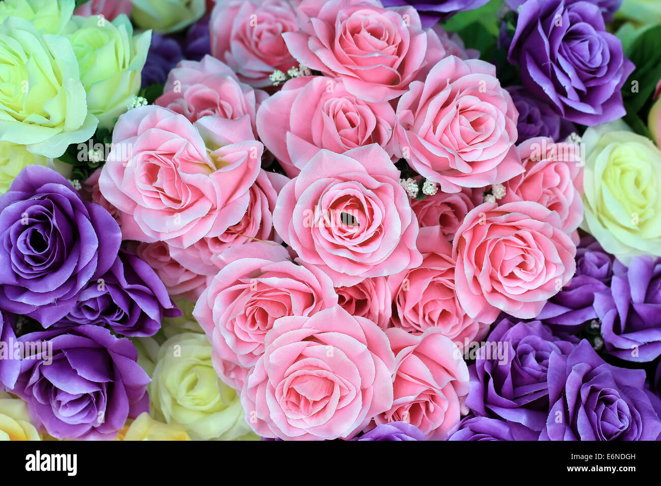 colorful of rose artificial flower as background Stock Photo