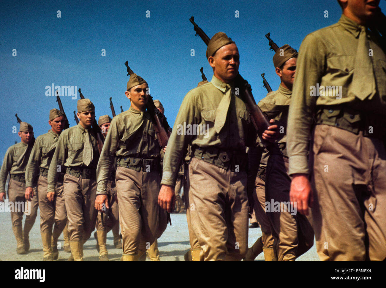 Marines finishing training at Parris Island, South Carolina, May 1942 