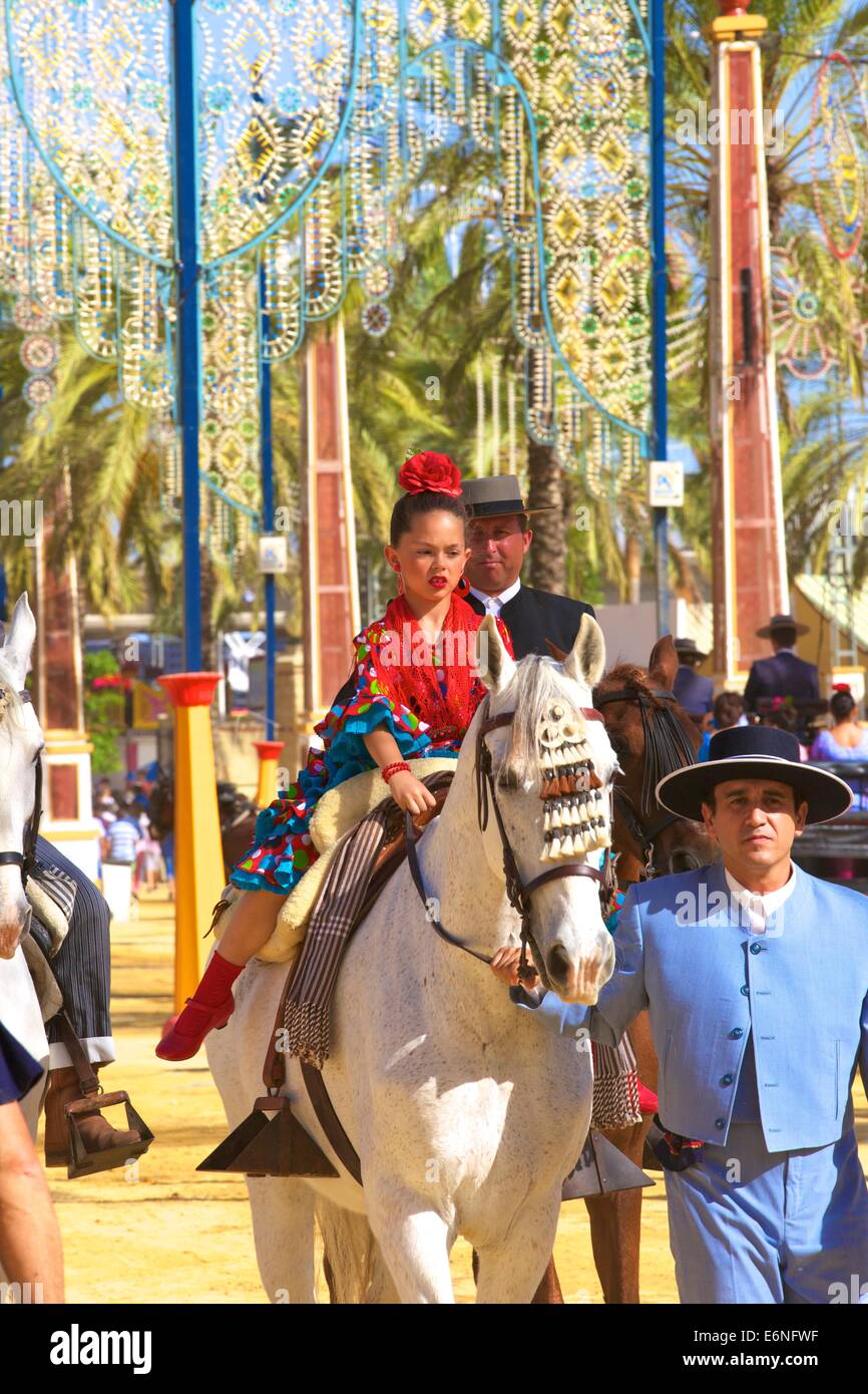 Spanish Horse Riders in Traditional Dress, Annual Horse Fair, Jerez de