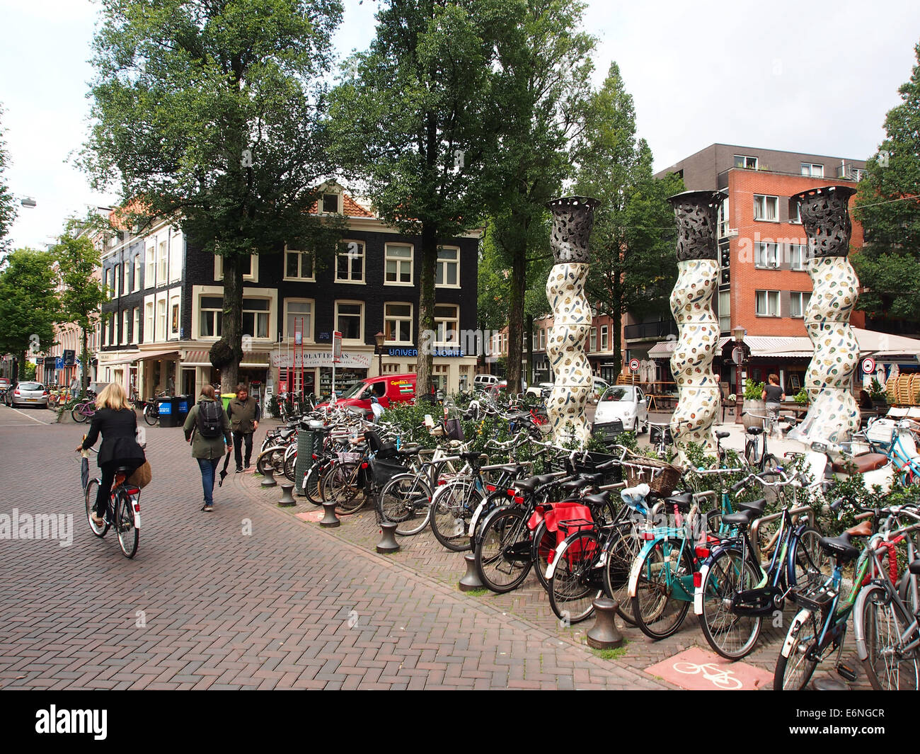 A photo capturing Gerard Douplein, a square in Amsterdam, known for its historical architecture and proximity to cultural landmarks in the city. Stock Photo