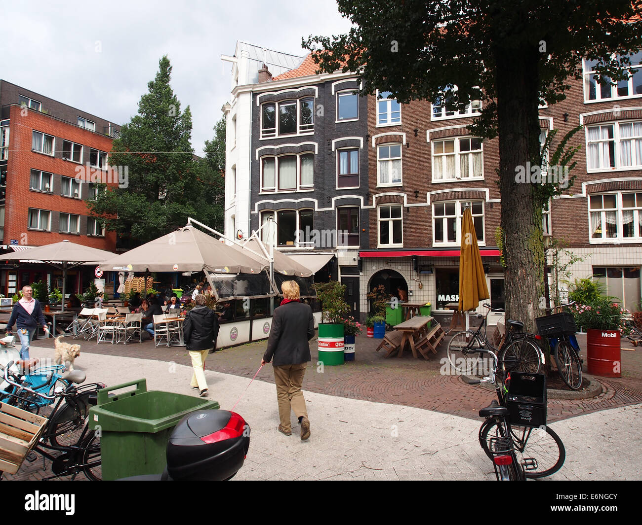 This photograph captures a detail of the Gerard Douplein, a historical square in the city of Leiden, Netherlands. Known for its picturesque buildings, the square is a significant part of the city's cultural heritage. Stock Photo