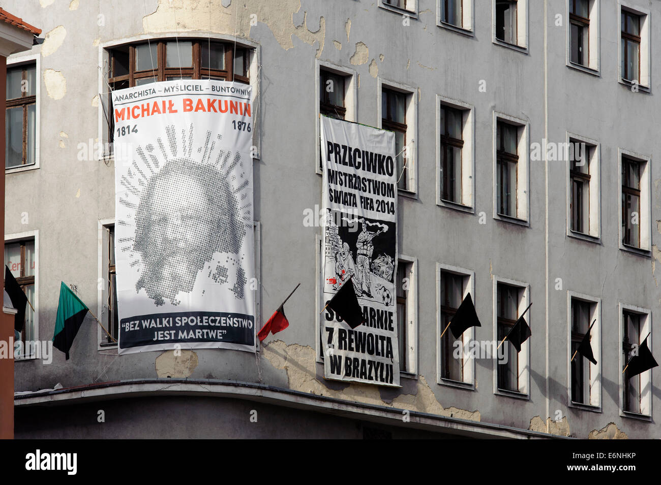 House occupied by anarchists at Rynek in Pozan, Poland, Europe Stock Photo