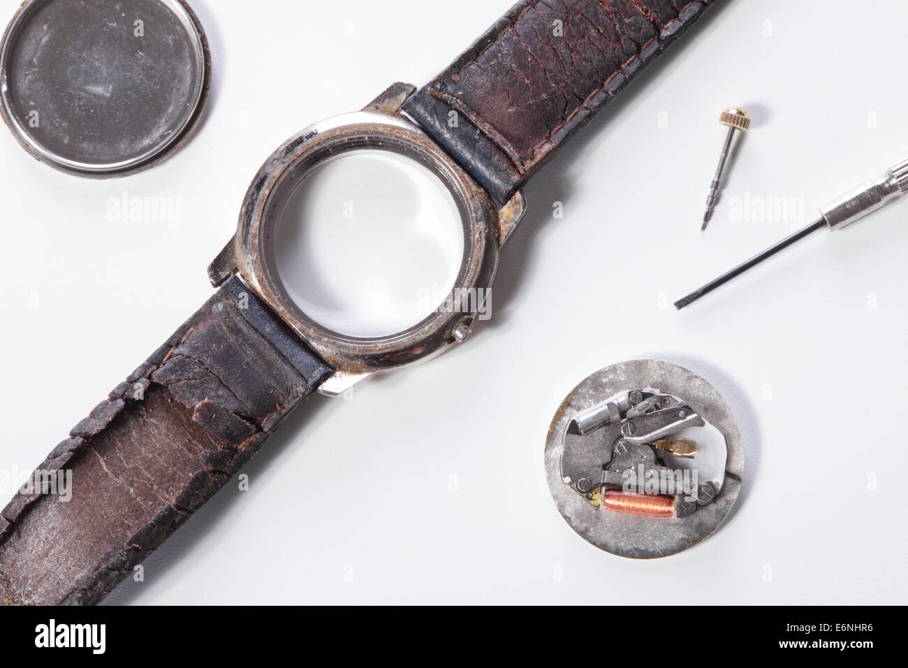 repairing an old and broken clock Stock Photo Alamy