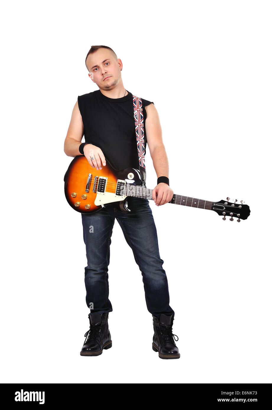 rock musician with electrical guitar Stock Photo
