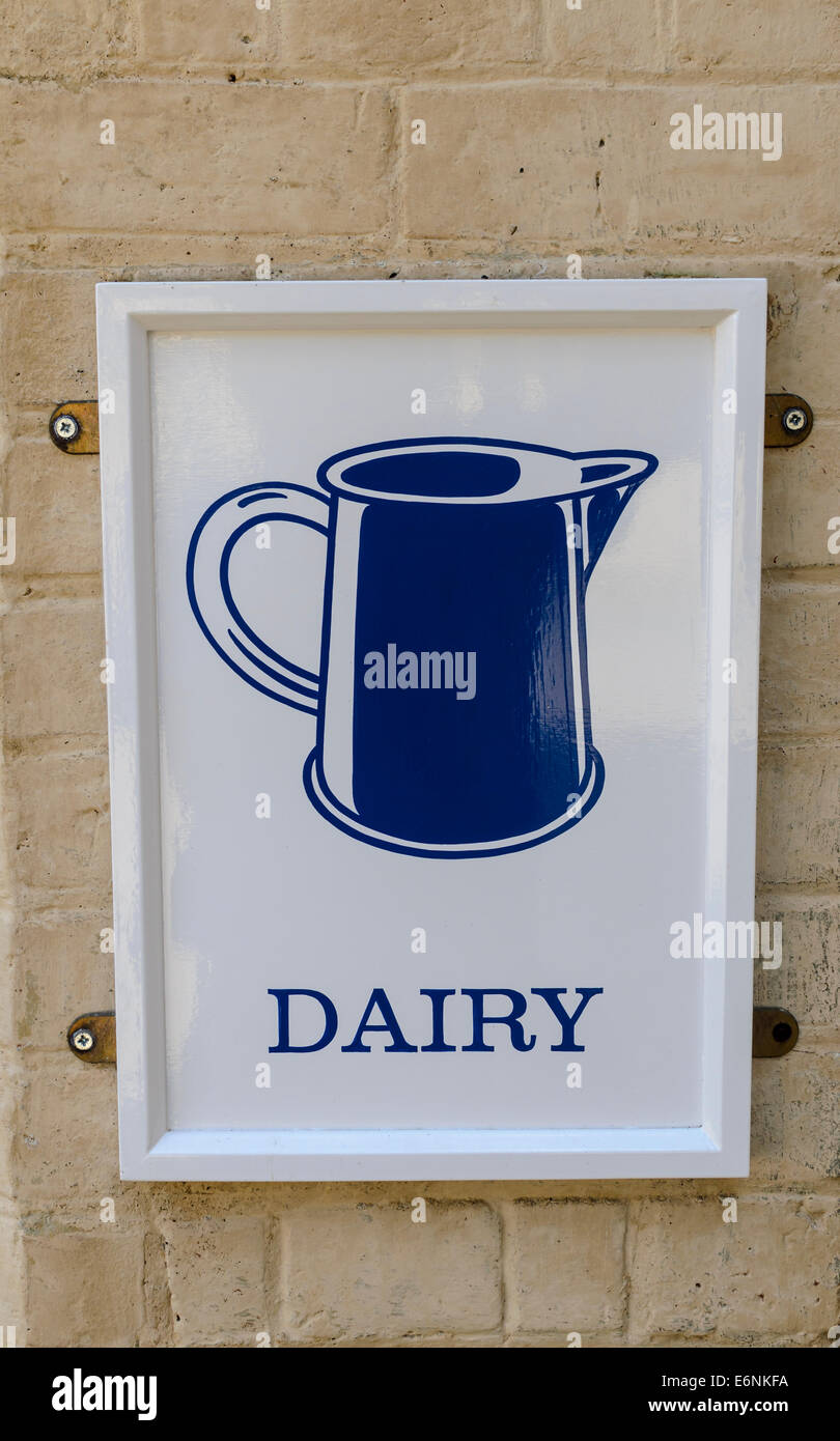 A dairy sign on a wall Stock Photo