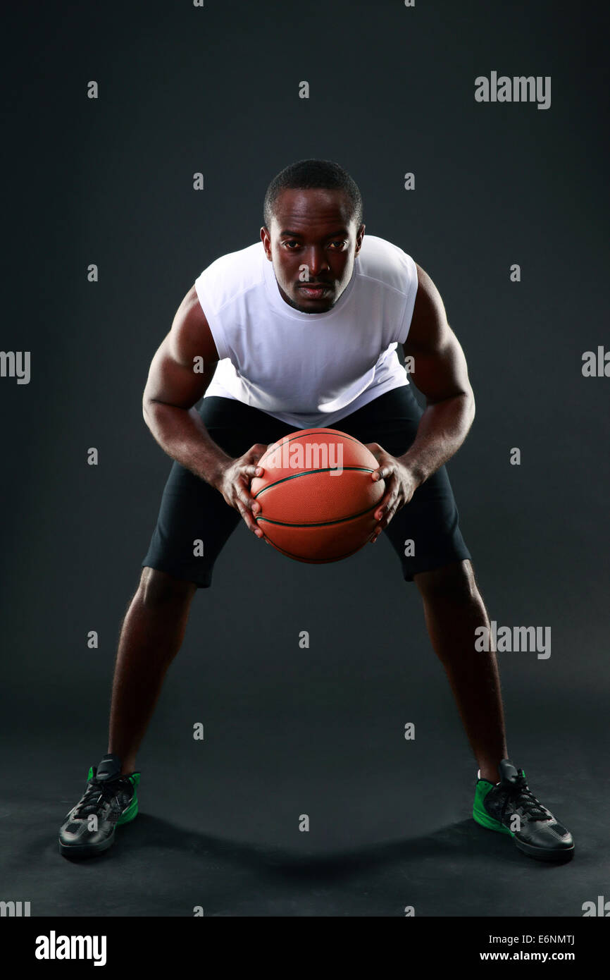 African American male playing basketball Stock Photo