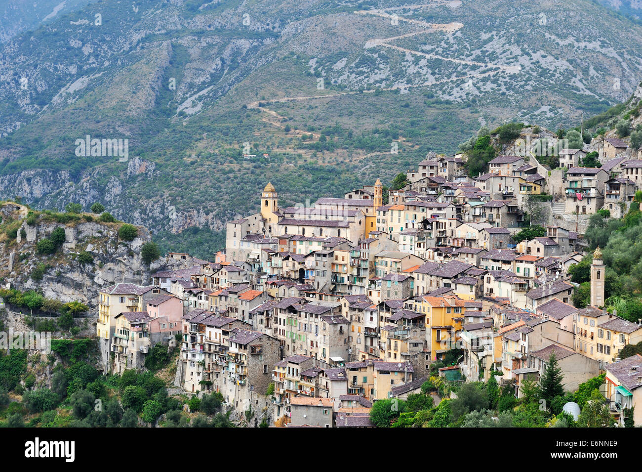 Saorge village, Roya Valley, Alpes-Maritimes, France, Europe Stock Photo