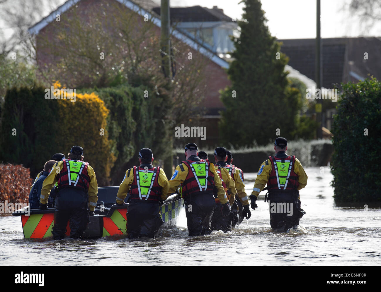 Flooding on the Somerset Levels a police search and rescue team set
